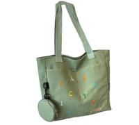 Bolso de lona para laptop para mujer, para clase y viajes diarios, con amplio espacio, bolso de hombro grande, Verde Gn, Medium