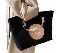 Bolso de lona para mujer,Bolso de lona para mujer,Bolso de lona de supermercado de los días | Bolsas de trabajo para computadora portátil, bolso de lona con bandolera de gran capac, Negro , Se