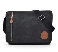 Bolso de lona vintage para hombre y mujer, bolso de hombro de viaje, bolso bandolera para la escuela para ordenador portátil Chromebook de 11.6 a 13.3 pulgadas, (negro)