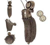 Bolso de Malla de Metal Victoriano de Monedero de Monedas de Monedas de 1920 con Bolso de Malla de de Metal Victoriano en inglés con Tapa de Tapa giratoria y de Cambio de antigüedade.