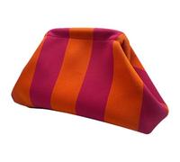 Bolso de Mano a Rayas para Mujer, Color Veraniego, diseño de 31 x 17 x 13 cm, Cierre de Beso, Resistente Masa de Ganchillo, Elegante para cenas y Aniversarios - para Mujer, Naranja Púrpura, Ver