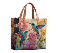 Bolso de mano acolchado - de compras casual de tela reutilizable de gran capacidad | Bolsas de hombro flexibles e hinchadas unisex para viajes, escuela y supermercados, Jo, Hummingbird, Se