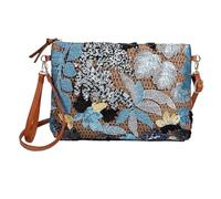 Bolso De Mano Bordado Bolso de mano con lentejuelas bordadas for mujer, bolso bandolera paja flores, fiesta verano, bolsos grandes for vacaciones Para Boda, Fiesta(Dark Blue)