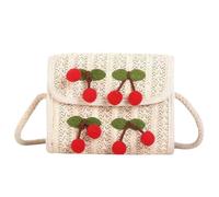 Bolso de Mano Cherry Clutch de Piel Sintética Rosa, Mujer y Niña | Bandolera Informal, Forma de Concha, Cierre Cremallera, Cerezas Decorativas