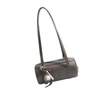 Bolso de mano cilíndrico multifuncional de estilo retro para mujer, de piel sintética, diseño 2025, bolso cruzado para axilas, bolso de hombro cilíndrico, Gray, One Size