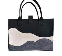 Bolso de mano con bloques de color, bolsa de fieltro, bolsa de hombro para viajes, bolsa cruzada, Negro, 35*25*15cm