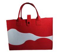 Bolso de mano con bloques de color, bolsa de fieltro, bolsa de hombro para viajes, bolsa cruzada, Rojo, 35*25*15cm