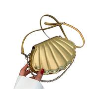 Bolso de mano con cadena de perlas para mujer, bolso de hombro con forma de concha, bolso cruzado de poliuretano para fiesta, graduación, mujer, cadena de perlas, bolso cruzado con forma de concha de