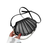 Bolso de mano con cadena de perlas para mujer, bolso de hombro con forma de concha, bolso cruzado de poliuretano para fiesta, graduación, mujer, cadena de perlas, bolso cruzado con forma de concha de