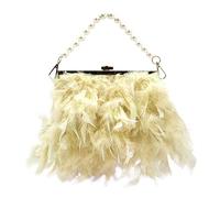 Bolso de mano con cadena de perlas para mujer, funda huérfana, amarillo, Talla única