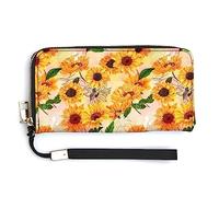 Bolso de Mano con Cremallera de Gran Capacidad para Mujer, para niñas, Funda para teléfono Celular, Compatible con Cartera de Girasoles Amarillos Florales de Acuarela