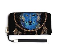 Bolso de Mano con Cremallera de Gran Capacidad para Mujer, para niñas, Funda para teléfono móvil, Compatible con Cartera Boho Totem Native American Wolf Dream Catcher