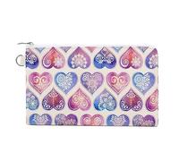 Bolso de mano con diseño de mosaico con mandalas en forma de corazón, monedero divertido para teléfono celular, mini cartera, monedero pequeño para llaves para mujeres y hombres