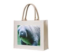 Bolso de mano con estampado de animales de manatí, elegante, reutilizable, de lona, ecológica, para viajes, al aire libre y todos los días