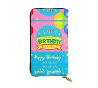 Bolso de mano con estampado de globos de feliz cumpleaños (7.5 x 4.1 pulgadas) | Cartera de cuero