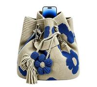 Bolso de mano con flores de crochet para mujer Accesorio llamativo Correa de doble propósito Correa ajustable tejida a mano con borlas florales para damas Niñas Esposas Madres viajeras Compras junto