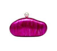 Bolso De Mano Con Forma De Concha Bolso de mano tipo clutch con forma de huevo de mármol, ideal for bodas, fiestas nocturnas, playa y verano. Color marfil. Mini bolso de mano con perlas.(Color 4)