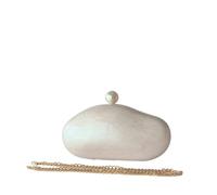 Bolso De Mano Con Forma De Concha Bolso de mano tipo clutch con forma de huevo de mármol, ideal for bodas, fiestas nocturnas, playa y verano. Color marfil. Mini bolso de mano con perlas.(Color 1)