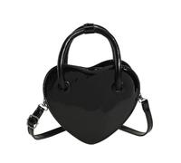 Bolso de mano con forma de corazón y bandolera funcional de un solo hombro para mujer, adecuado para varias ocasiones, Negro Bk, Medium
