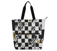 Bolso de mano con graffiti a cuadros para niños y niñas, adultos, gótico resistente, bolsa de libro con bolsillos con cremallera para escuela, trabajo, viajes, suministros escolares arcoíris