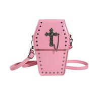 Bolso de mano con remaches cruzado, bolso cruzado con forma de ataúd para mujer, bolso versátil de moda, bolso gótico de Halloween, bolsa para teléfono móvil, Pink