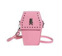 Bolso de mano con remaches cruzado, bolso cruzado con forma de ataúd para mujer, bolso versátil de moda, bolso gótico de Halloween, bolsa para teléfono móvil, Pink
