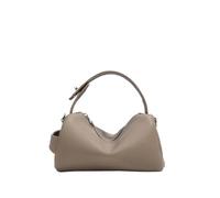 Bolso de mano cuero genuino tipo almohada, suave y inclinado, for mujer, con un solo hombro(Camel)