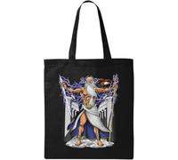 Bolso de mano de algodón ecológico natural con águila Zeus del dios griego antiguo, color negro, Black, Talla única