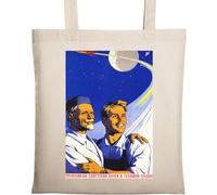 Bolso de mano de algodón ecológico natural con póster de la URSS Glory to Science Technology, color beige, beige, Talla única
