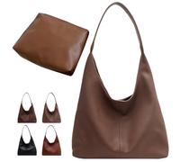 Bolso de mano de ante de imitación de estilo vintage para mujer, bolso de hombro holgado con bolsillo para el trabajo, viajes y universidad, Pu-caqui