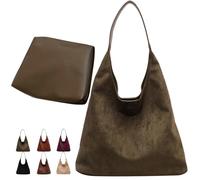 Bolso de mano de ante de imitación de estilo vintage para mujer, bolso de hombro holgado con bolsillo para el trabajo, viajes y universidad, verde