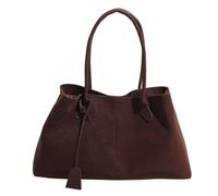 Bolso de mano de ante para mujer, Tote Bag gran shopper con cierre magnético, Bolso de hombro informal portátil para mujer, Bandolera shopper femenino para universidad, viajes y compras. (Kaffee)