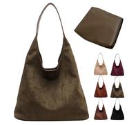 Bolso de mano de ante sintético para mujer, bolso de hombro holgado de gran capacidad con cremallera, estilo vintage, para viajes, trabajo y universidad, Green, 2