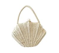 Bolso de Mano de Concha para Mujer,Bolso De Mano Tejido Artesanal A Para Gafas Sol Con Asa | Cartera de Concha,para Verano, Playa, Boda, Noche, Vacaciones, y Compras