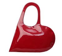 Bolso de mano de cuero de PU con diseño de corazón para mujer, bolso de mano de moda de color sólido, bolso de mano superior de verano para mujeres y niñas (rojo)