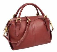 Bolso de mano de cuero granulado para mujer | Bolsa de bolos con cremallera superior | Correa cruzada desmontable | Pies y herrajes dorados | Eclipse negro | bronceado veneciano | Coñac Dusk | Vice