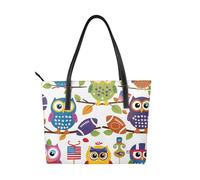 Bolso de mano de cuero vegano con diseño de búho para mujer, con asa superior, bolso de hombro grande para el trabajo diario, viajes