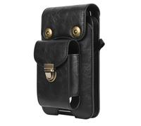 Bolso de mano de doble capa para teléfono celular para hombre, riñonera 4 en 1, bolsa de hombro vertical, bolsa de hombro cruzada, riñonera, negro, Talla única
