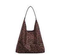Bolso de mano de estilo coreano para mujer, con estampado de leopardo, gran capacidad, para hombro, estilo retro, estilo coreano, hombro para mujer, gran capacidad, axila, leopardo, Color café, One