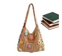 Bolso de mano de flores tejidas - Saco de orilla con puntadas de pétalos, soporte para bolso Hobo artesanal Bloom | Cortejo Tránsito Viaje Escapada Concierto Celebración Regalo Hembras Chica Cálido