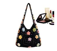 Bolso de mano de flores tejidas - Saco de orilla con puntadas de pétalos, soporte para bolso Hobo artesanal Bloom | Cortejo Tránsito Viaje Escapada Concierto Celebración Regalo Hembras Chica Cálido