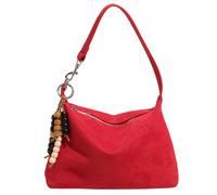 Bolso de mano de gamuza genérico para mujer con colgante Bolsas de antebrazo Bolsos de hombro Carteras Casual Hobo Bolsas para viajes de trabajo, rojo, 10.24x6.3x2.36inch