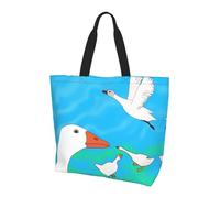 Bolso de mano de gran capacidad con estampado de anime Castle Sky, ideal para ir de compras, trabajo, viajes y gimnasio, Happy White Goose, One Size