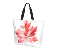 Bolso de mano de gran capacidad con estampado de hojas de palmera tropical, ideal para ir de compras, trabajo, viajes y gimnasio, rojo, (Red Maple leaf), Talla única