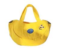 Bolso de mano de lona bordada de dibujos animados, con asa superior, para estudiantes universitarios, trabajadores de oficina, madre, salida, bolsa de artículos diversos, Amarillo, Talla única