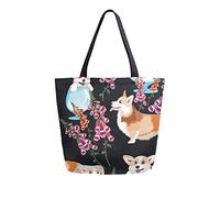 Bolso de mano de lona para mujer, lindo Royal Corgi Casual grande bolso de hombro bolso de comestibles bolsas de compras