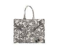 Bolso de mano de lujo de moda de lino de algodón un bolso de hombro bordado jacquard de gran capacidad retro exquisito graffiti (L)