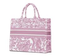 Bolso de mano de lujo para mujer, de algodón, lino, bandolera, de gran capacidad, portátil, para viajes, playa, vacaciones, compras, Rosado