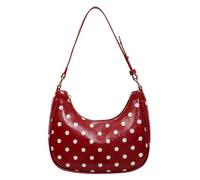 Bolso de mano de lunares ligero retro con cremallera para salidas diarias, compras, citas, varias ocasiones, Red, Medium