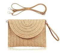Bolso de mano de mano de paja de playa de verano bolso de paja para mujer tejido sobre bolsa, Bolsa café claro.